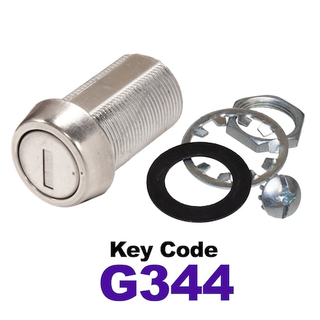 Global RV SS Compartment Lock, Cam/Blade Style, 1-1/8in Threaded Barrel, Blades not Included, Keyed to G344 CLB-344-118-SS